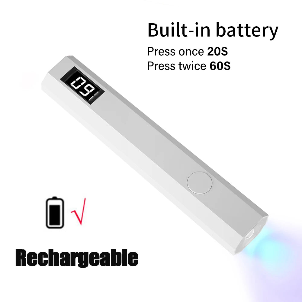 Portable Handheld UV Light lamp for Gel Nails Rechargeable