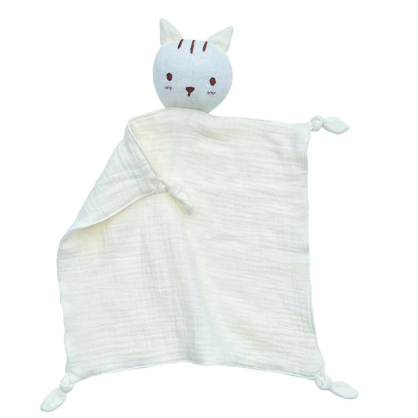 Soft Cotton Baby Bib Stuffed Cat Doll Newborn Towel Blanket