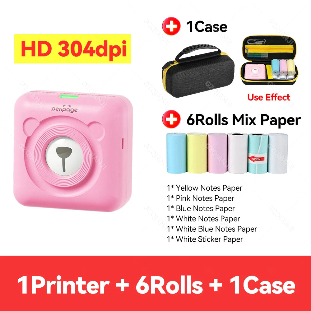 Peripage Mini Photo Printer with Carry Bag Case Paper Roll