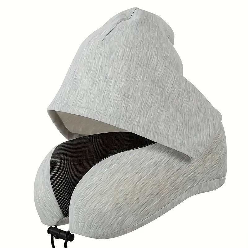 Neck Support for Airplane Memory Foam U-Shaped Travel Pillow with Detachable Hoodie