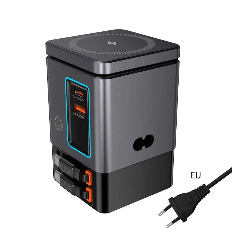 6-in-1 Cell Phone Charging Station with Retractable USB-C Cable Power Tower 105W Fast Charger for iPhone Airpod