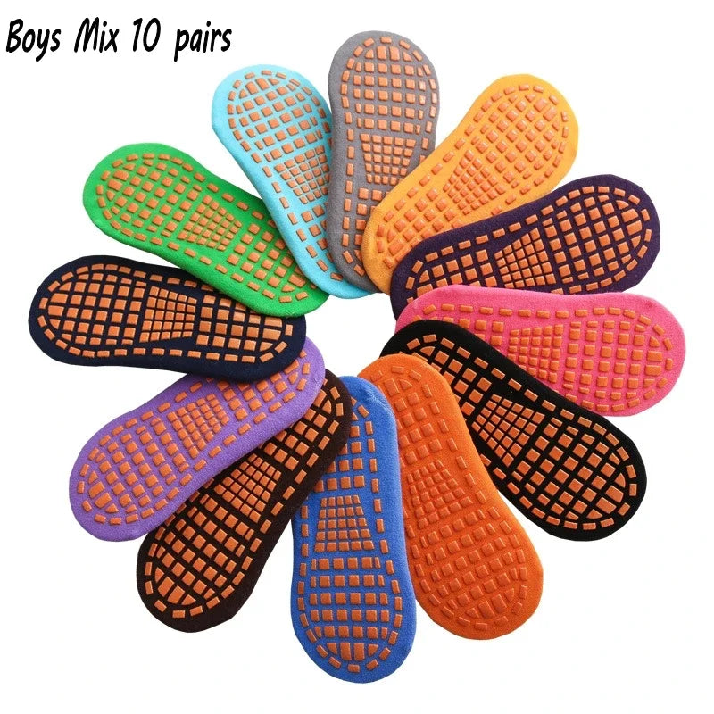 10 Pairs Kids Adults Anti-Slip Socks Parent-Child Trampoline Sock