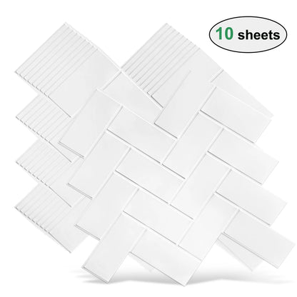 10pcs 3D Tile Self-Adhesive Wall Stickers - Heat-resistant And Waterproof