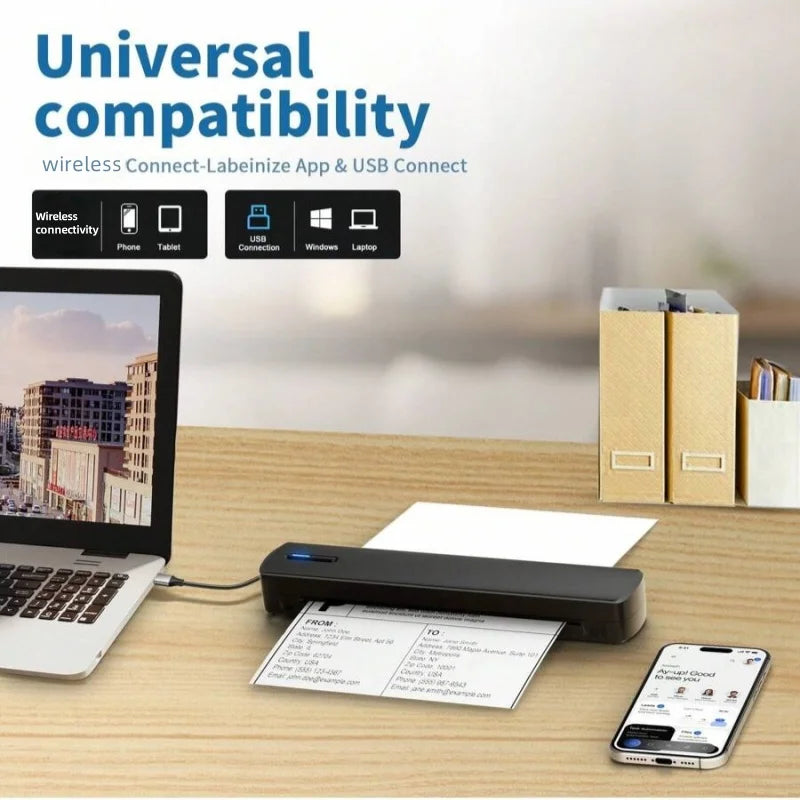 Portable A4 thermal printer, tattoo template printer, 1500mAh rechargeable battery