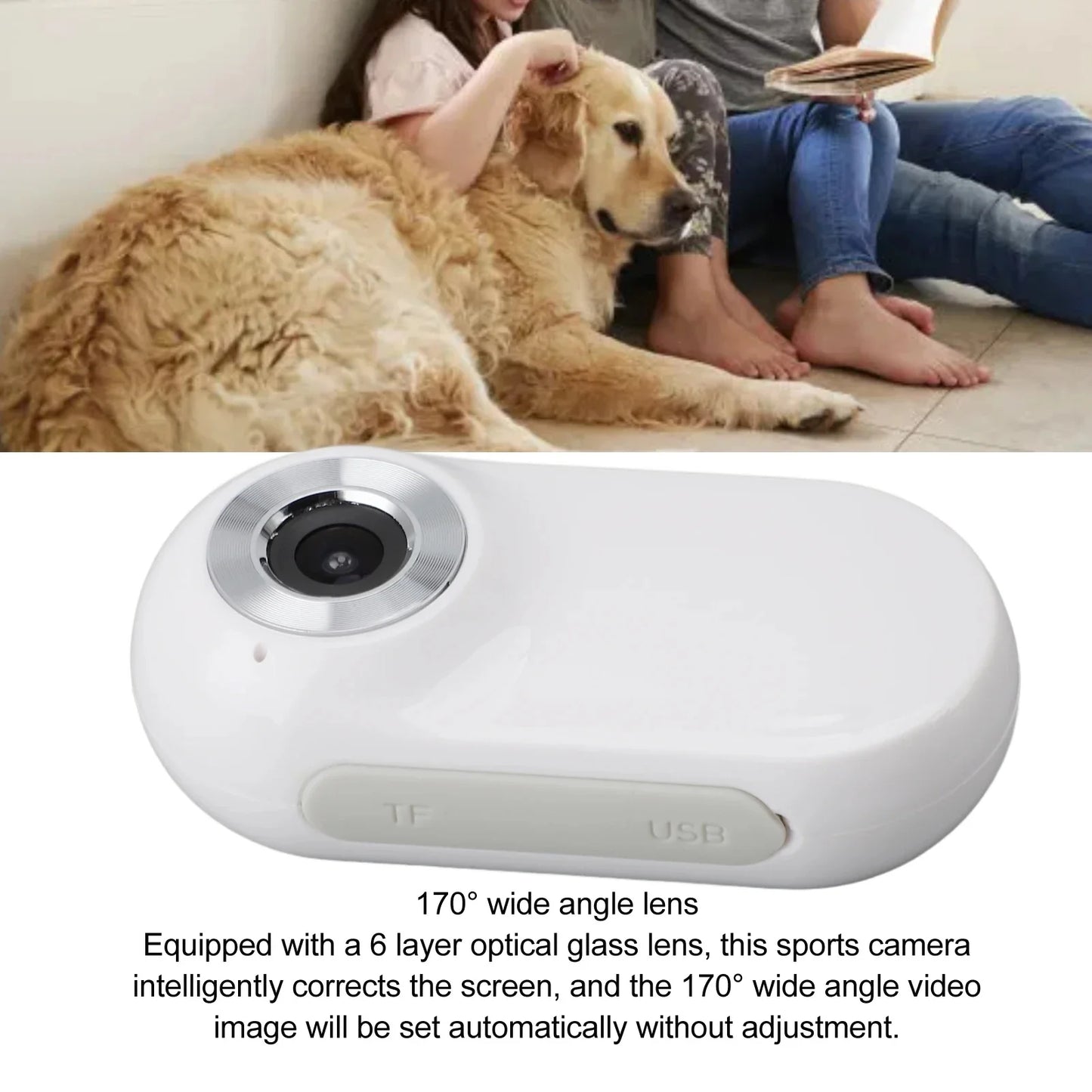 0.96 inch Mini Pet Collar Camera USB Rechargeable HD 1080P LCD Display Lightweight Pet Sport Camera Support Video and Photo Func