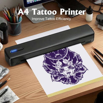 Portable A4 thermal printer, tattoo template printer, 1500mAh rechargeable battery