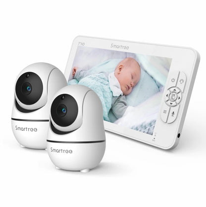 1080P HD Split Screen Video Baby Monitor with two Camera, Hack Proof, Remote Zoom/Pan/Tilt, 4000mAh Battery