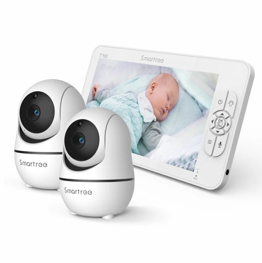 1080P HD Split Screen Video Baby Monitor with two Camera, Hack Proof, Remote Zoom/Pan/Tilt, 4000mAh Battery