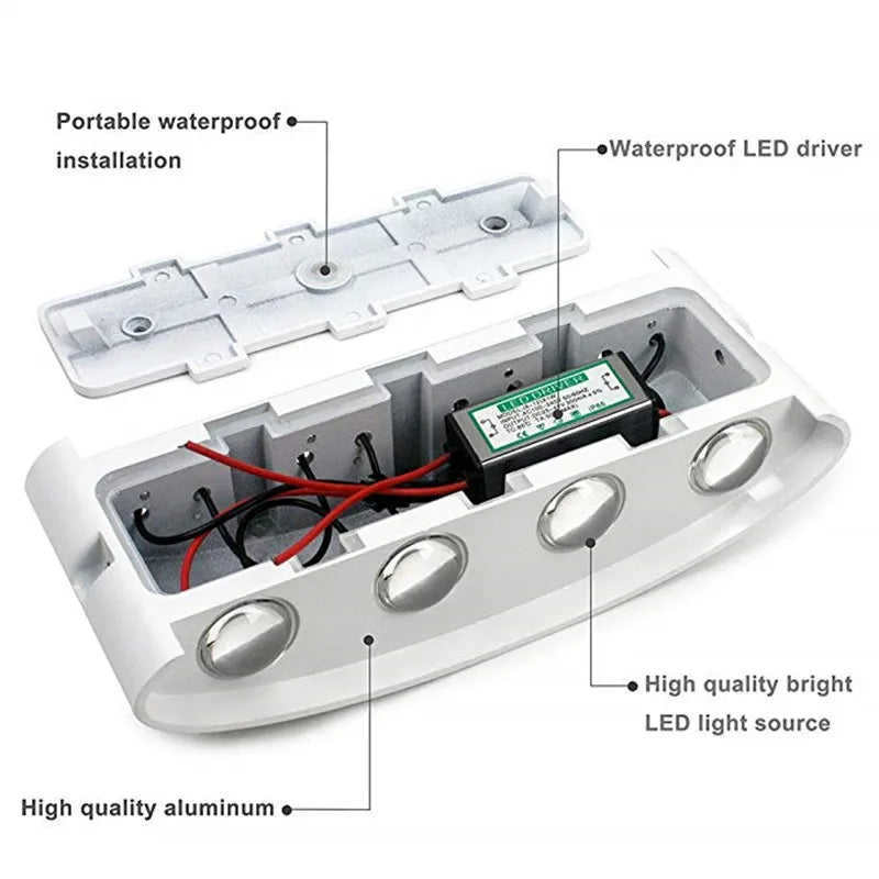 Aluminium LED Wall Lamp Waterproof Garden Balcony Lighting