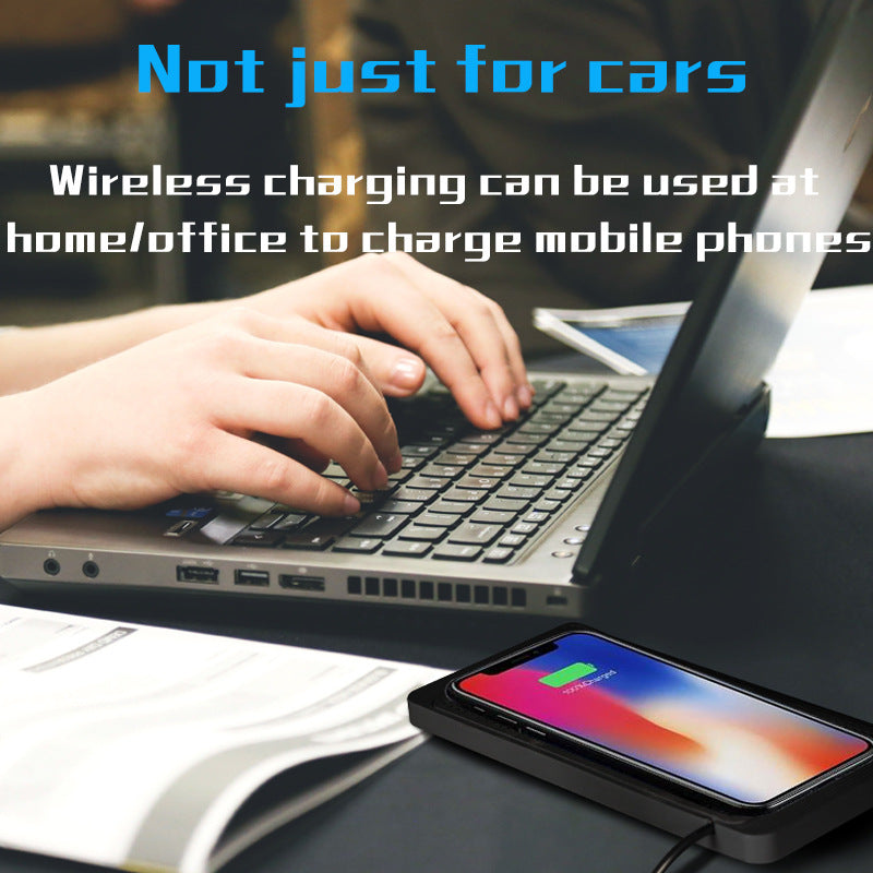 Cordless 15W Car Charger Pad Non-Slip Qi Fast Charging for Android & iPhone 11/12/13/14 - Vehicle Phone Charger