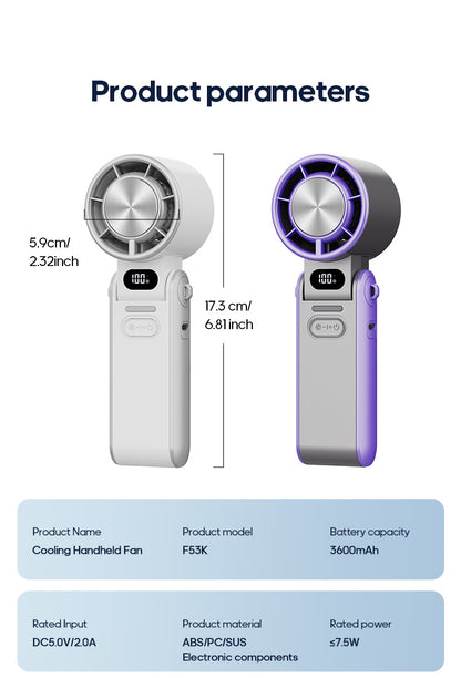 Portable High Speed Handheld Fan 3600mAh Rechargeable 100 Wind Speeds