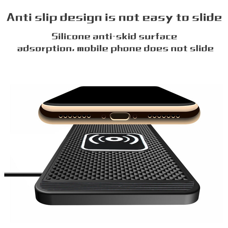 Cordless 15W Car Charger Pad Non-Slip Qi Fast Charging for Android & iPhone 11/12/13/14 - Vehicle Phone Charger
