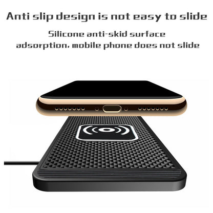 Cordless 15W Car Charger Pad Non-Slip Qi Fast Charging for Android & iPhone 11/12/13/14 - Vehicle Phone Charger