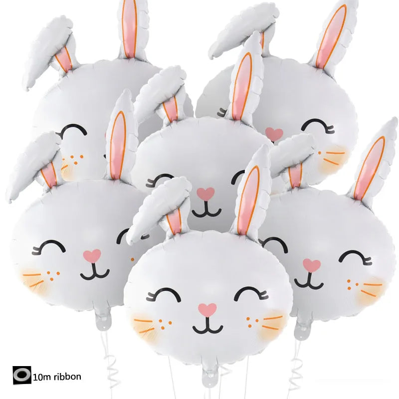 43pcs Rabbit Balloon Set With 32inch 1-9 Pink Number Balloon for Easter Themed Birthday Party Decoration Kids Toys Helium Globos