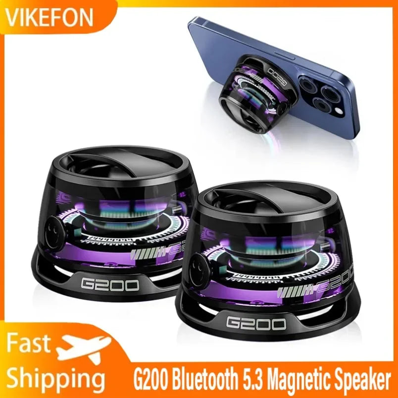 Portable Magnetic Bluetooth Speaker  with RGB Color Light and Phone Holder for IOS