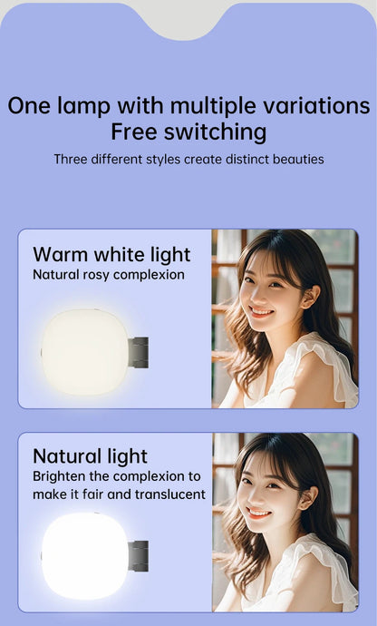 Mini Magnetic Selfie Mirror Led Light dual-colour adjustable reversible fill light bracket