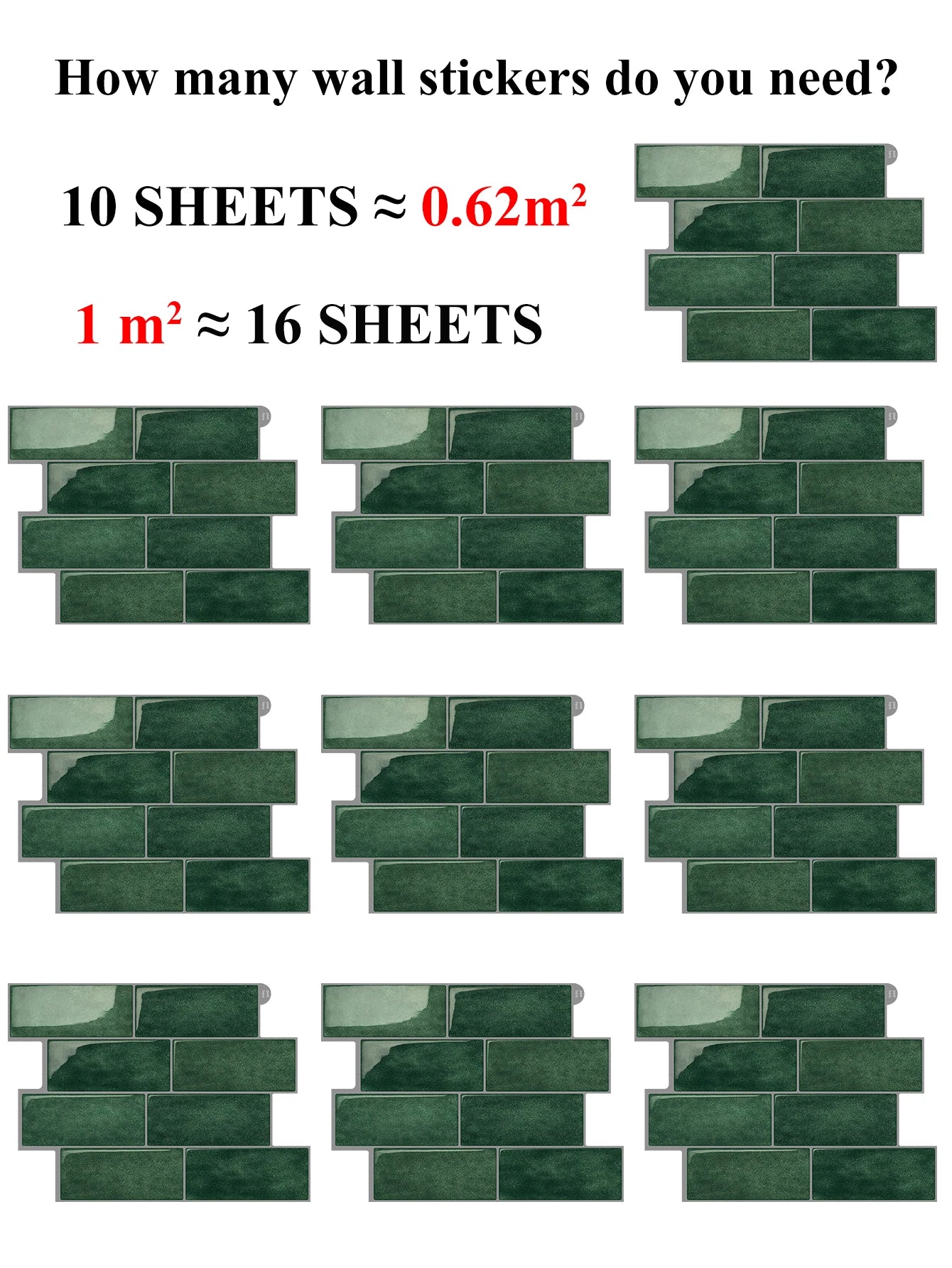 10 Sheets big size Peel and Stick Wallpaper Waterproof 3D Wall Tile - Easy to Install