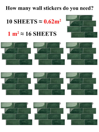 10 Sheets big size Peel and Stick Wallpaper Waterproof 3D Wall Tile - Easy to Install