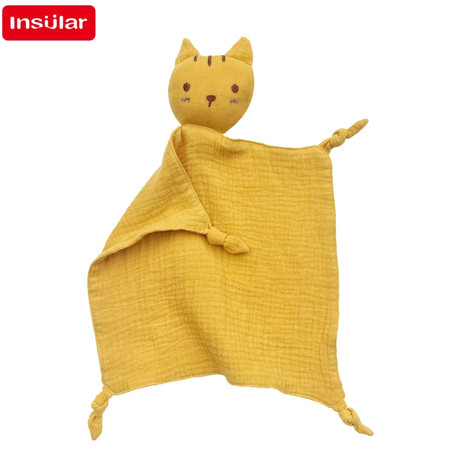 Soft Cotton Baby Bib Stuffed Cat Doll Newborn Towel Blanket