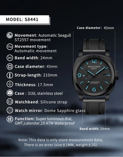 SEAKOSS GMT Men‘s Diving Automatic Mechanical Watches Seagull ST2557