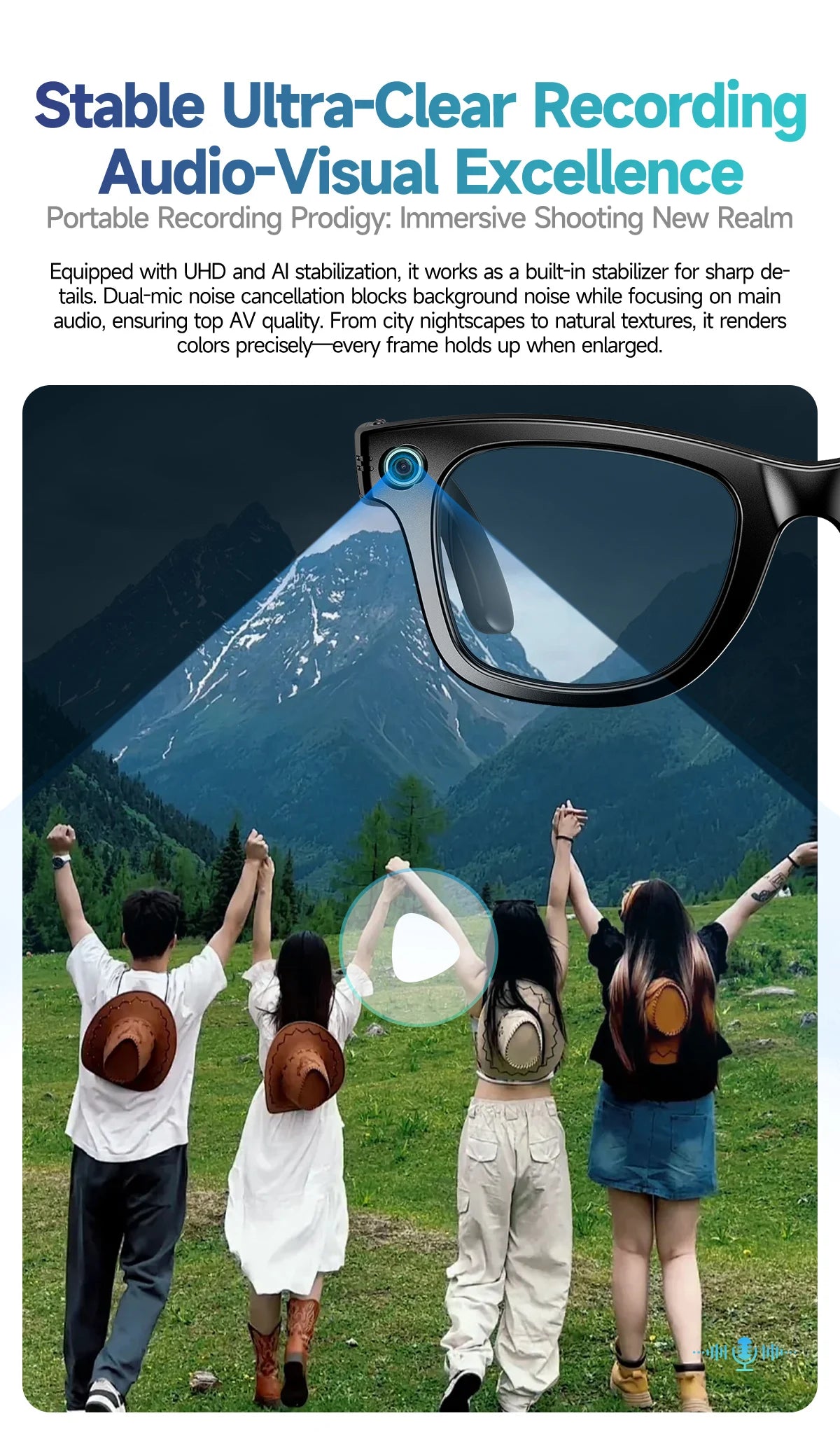 TOP 1 Meta AI Smart Glasses 13MP Camera Video Recording 100+ Languages Translation Sunglasses