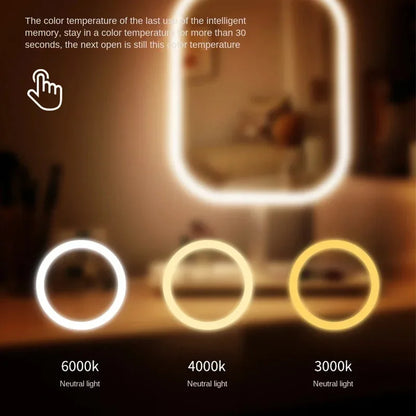 Small Unique Designer Vanity Mirror Three Colors LED Light Makeup Mirror Touch Control
