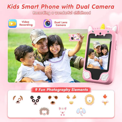 Kids Smart Phone Camera Toys Touchscreen Unicorn Baby Mobile MP3 Player Digital Camera Educational Toys for Girls Boys Age 3-8