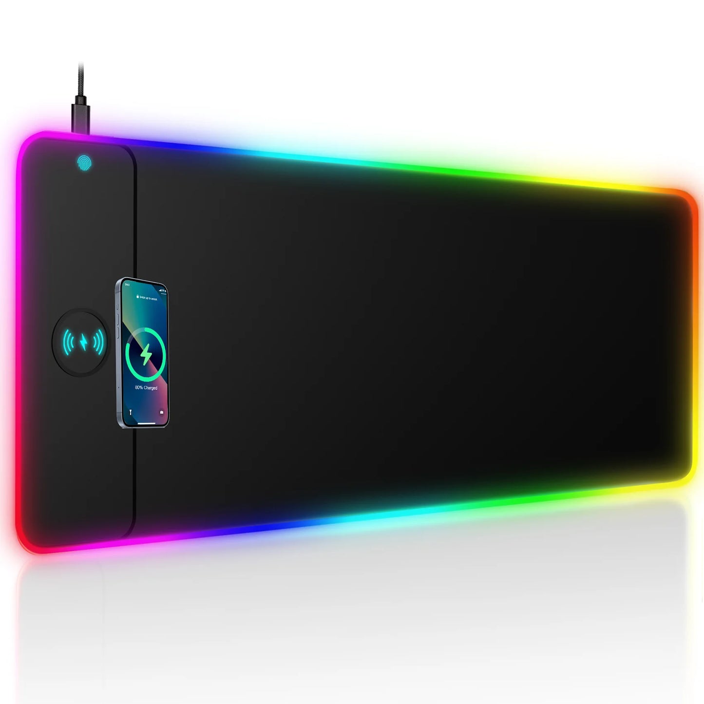 Wireless Charging RGB Luminous Gaming Mouse Pad Charger Phone