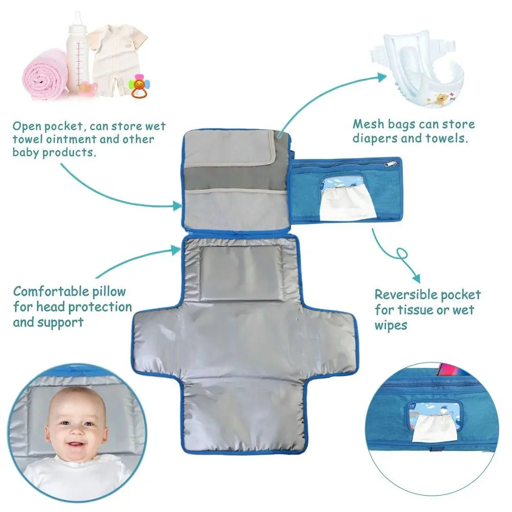 High Quality Portable Baby Changing Pad with Pockets Waterproof Travel Diaper Changing Station Kit