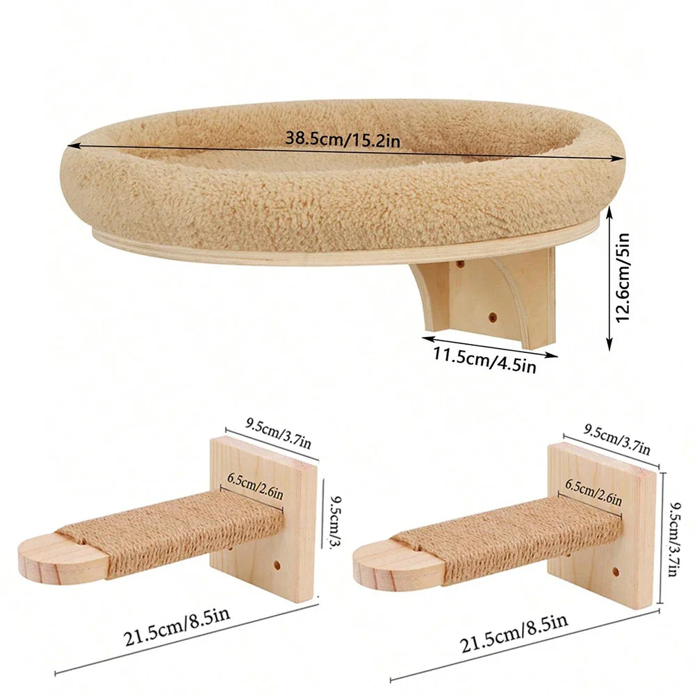 Wall Mounted Cat Climbing Shelves Cat House Cat Bridge Cat Hammock