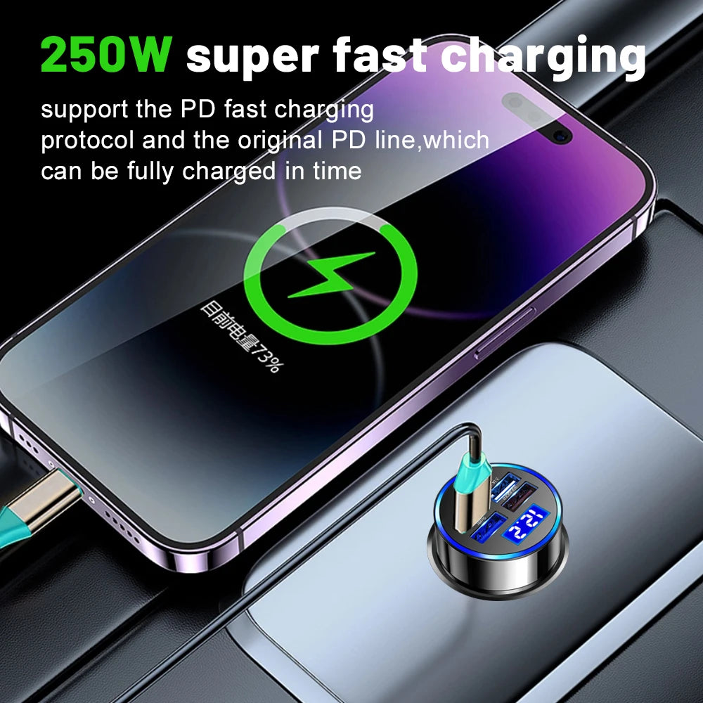 Vumpach 5 Ports USB Car Charge 250W Quick 7A Mini Fast Charging For iPhone