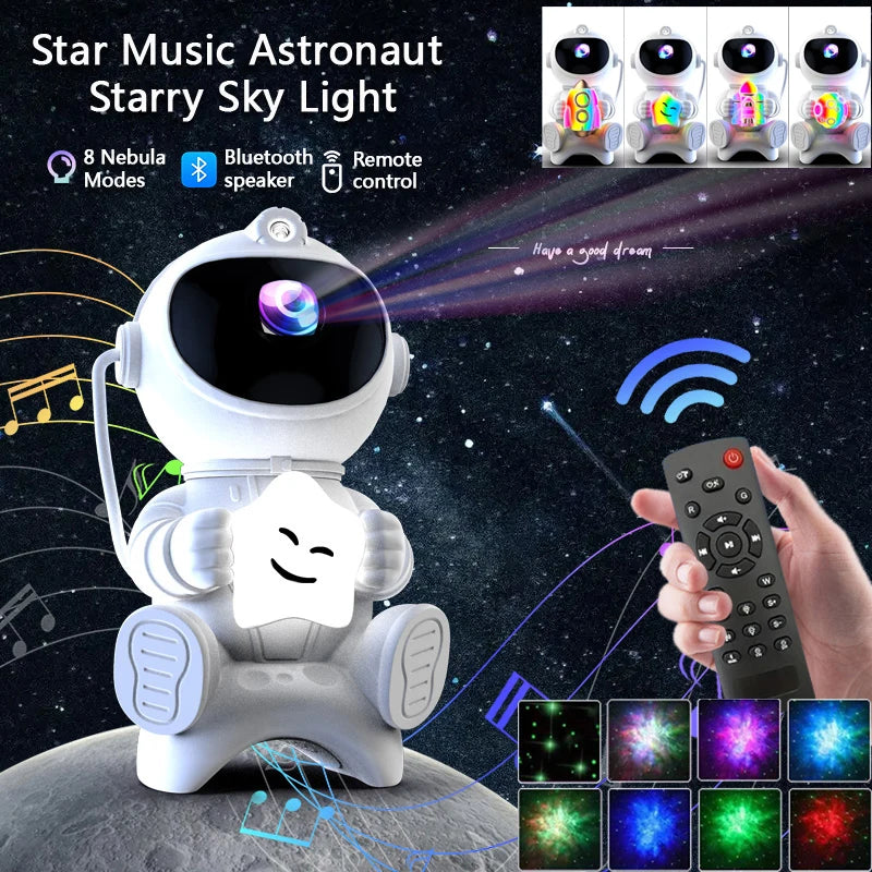 Astronaut LED Night Light Galaxy Star Projector Bluetooth Speaker Remote Control Timer 360° Adjustable Angle