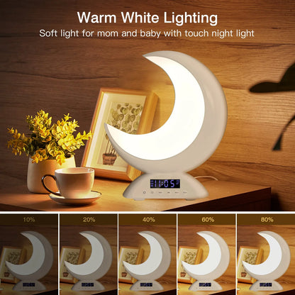 Cute Moon Mood Light Touch Dimming with Clock RGB Color Changing Light Bluetooth Speaker Music Playback  Bedroom Night Light