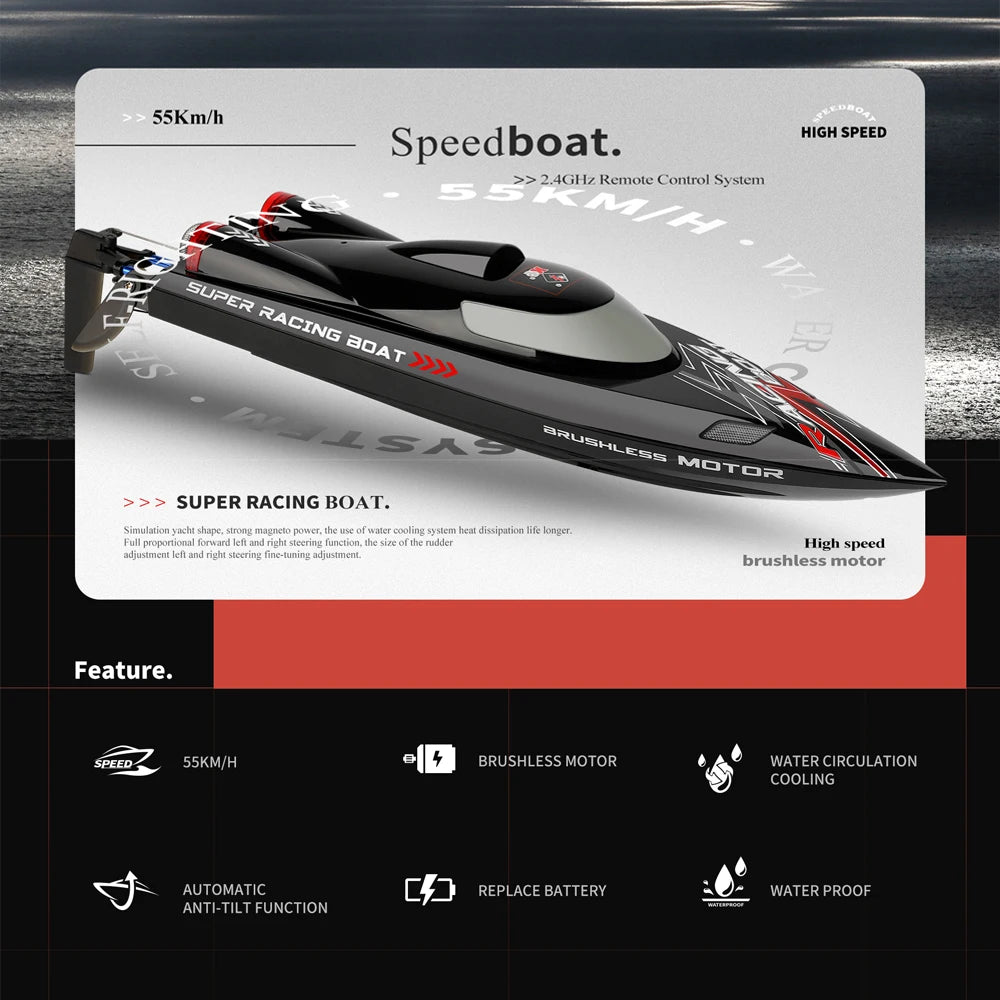 High Speed Racing Speedboat Toy For Children or Adults -Remote Control 55KM/H 35KM/H