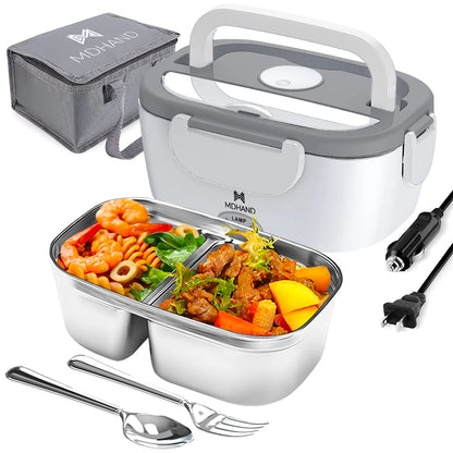 1.5L 65W Portable Electric Lunch Box for Car Or Home -  Stainless Steel Liner with Cloth