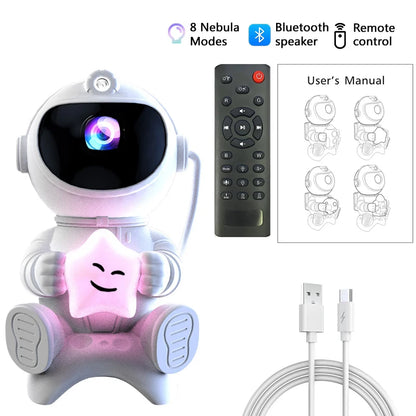 Astronaut LED Night Light Galaxy Star Projector Bluetooth Speaker Remote Control Timer 360° Adjustable Angle