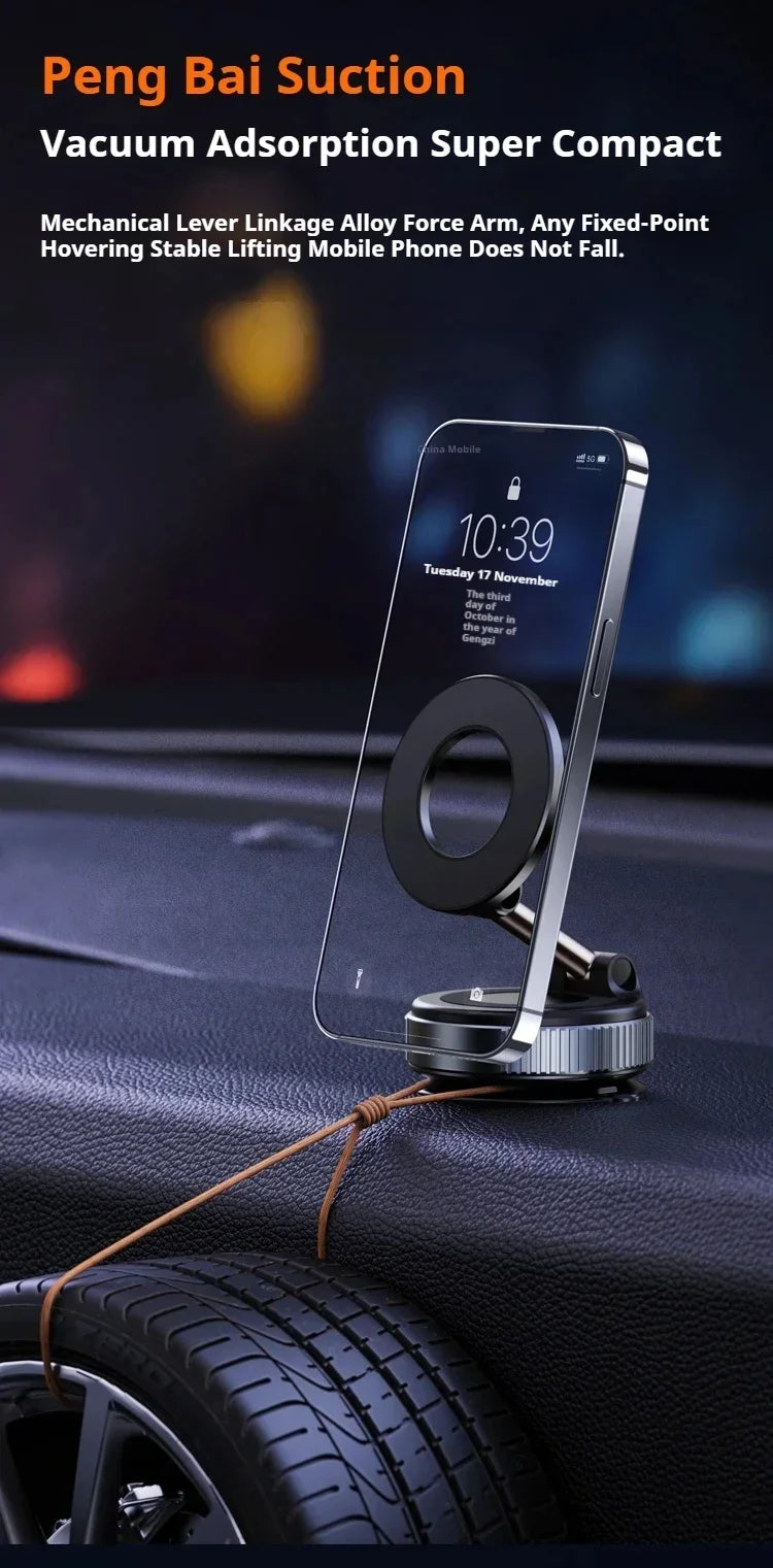 Vacuum Strong Magnetic Phone Holder Foldable Design 360° Adjustable Vacuum Car Mount For Cell Phone For phone Live Stream New
