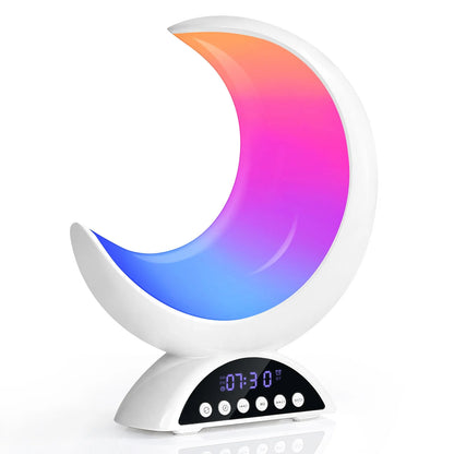 Cute Moon Mood Light Touch Dimming with Clock RGB Color Changing Light Bluetooth Speaker Music Playback  Bedroom Night Light