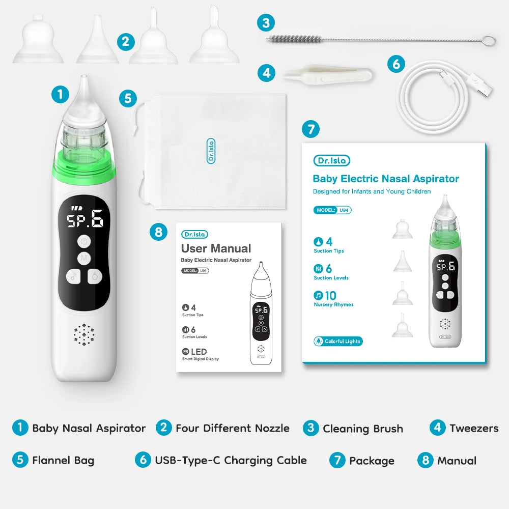 MAMIJOY Baby Electric Nasal Aspirator Nose Suction - Painless silicone material