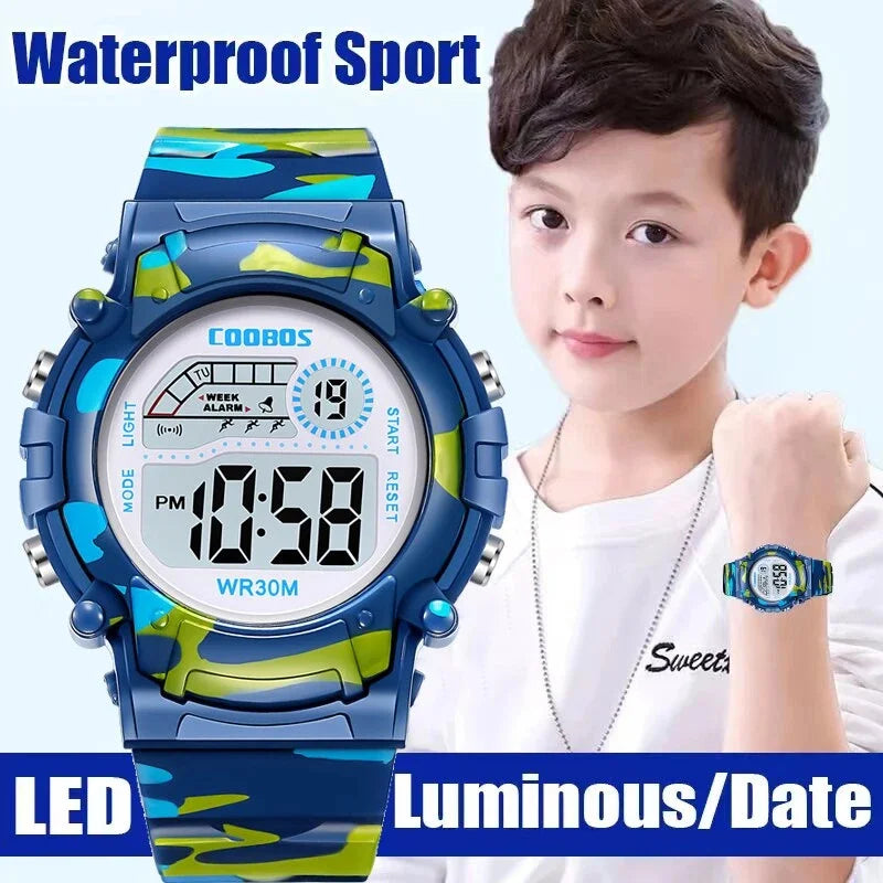 Digital LED Luminous Waterproof Watch for Kids Multi-function