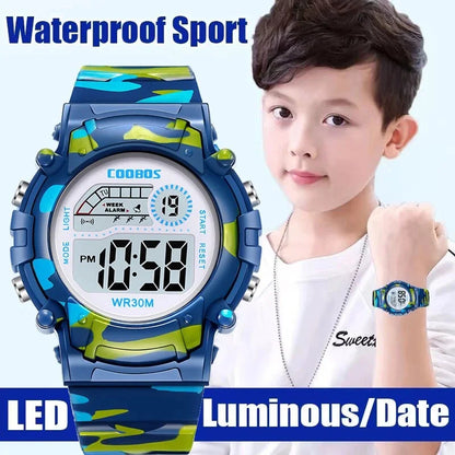 Digital LED Luminous Waterproof Watch for Kids Multi-function