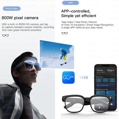 Smart Glasses 2026 4K HD Chat GPT 800MP Camera Recording WIFI - Bluetooth Call 260Mah Voice Assistant