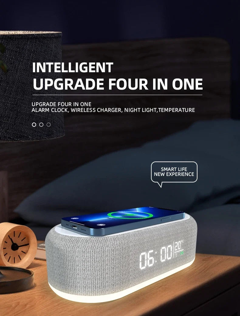 Alarm Clock Wireless Phone Chargers Lamp Night For iPhone 17 16 15 14 13 Fast Charging Dock