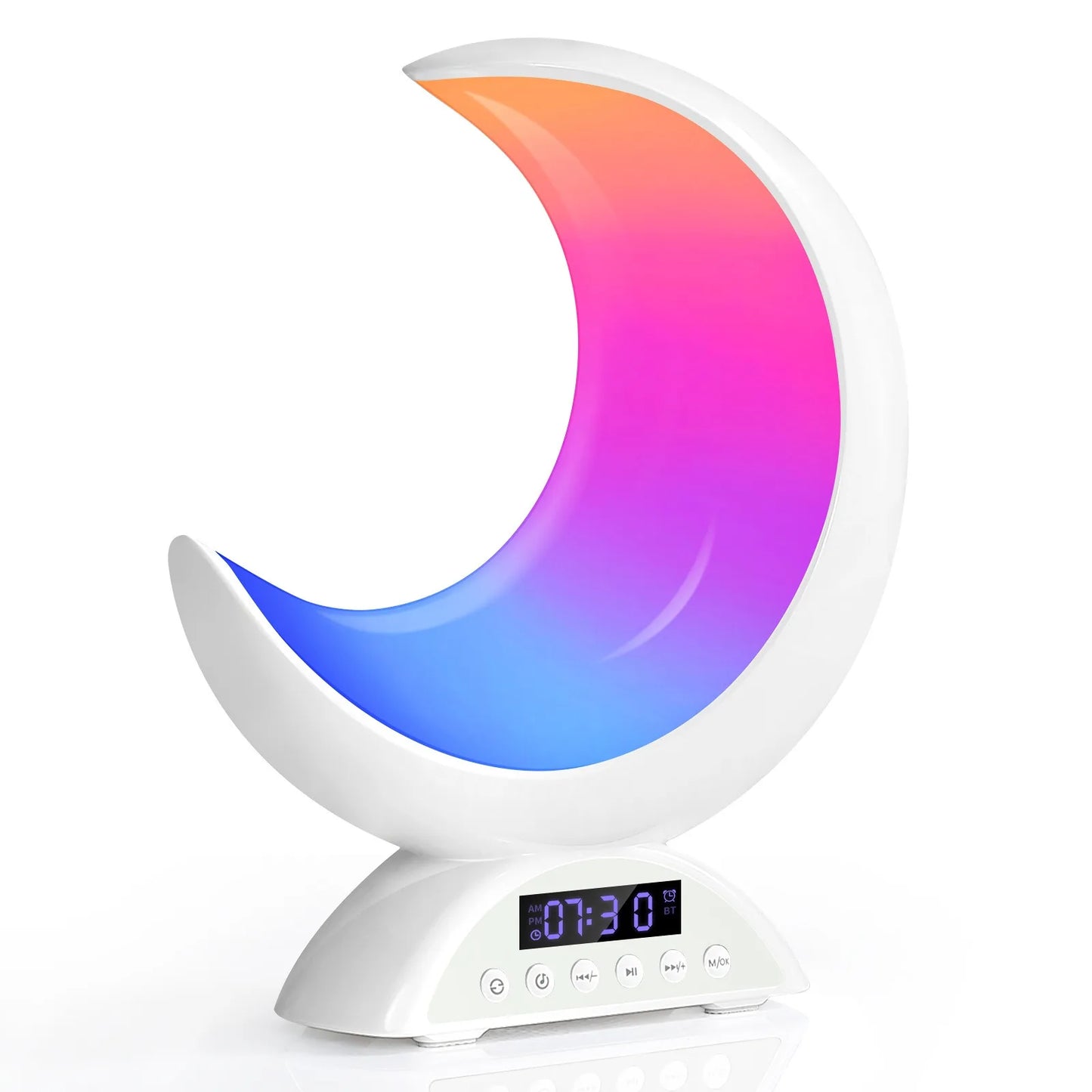 Cute Moon Mood Light Touch Dimming with Clock RGB Color Changing Light Bluetooth Speaker Music Playback  Bedroom Night Light