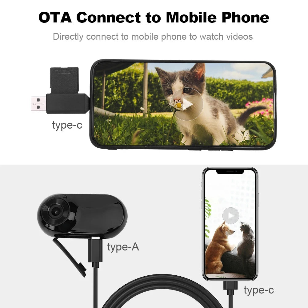 0.96 inch Mini Pet Collar Camera USB Rechargeable HD 1080P LCD Display Lightweight Pet Sport Camera Support Video and Photo Func