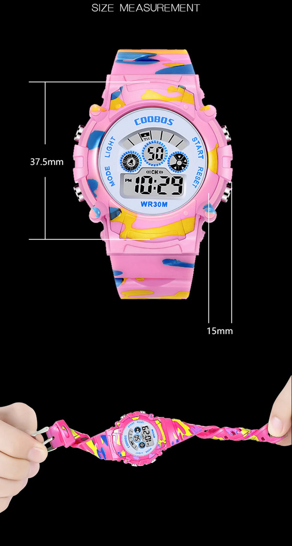 Digital LED Luminous Waterproof Watch for Kids Multi-function