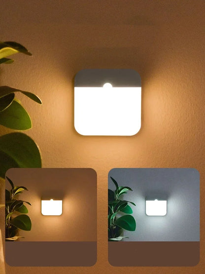 Motion Sensor Light USB Night Light LED Lamp With Switch Rechargeable Inductor Lights For Kitchen Stairs Hallway Closet Bedroom