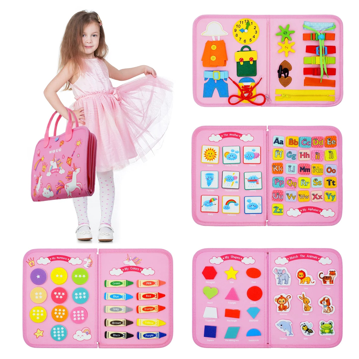 Busy Board Montessori Toys for Toddler Busy Book Sensory - Preschool Early Education