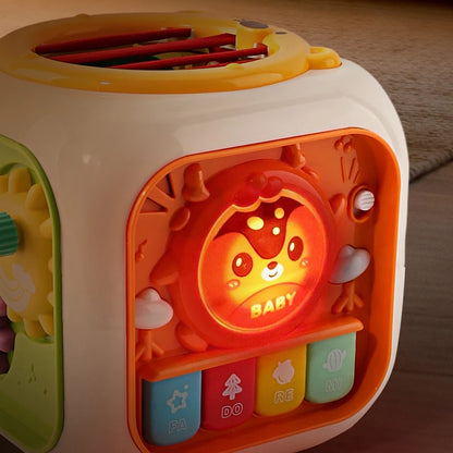 6 In 1 Activity Cube For Babies And Toddlers With Music And Light - Montessori Shape Sorter Learning Toy 1-3