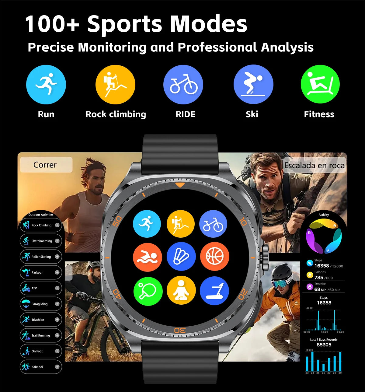 New watch earphones 2-in-1 smartwatch, Health monitoring device, wireless calling, 100+sports mode male and female smartwatches